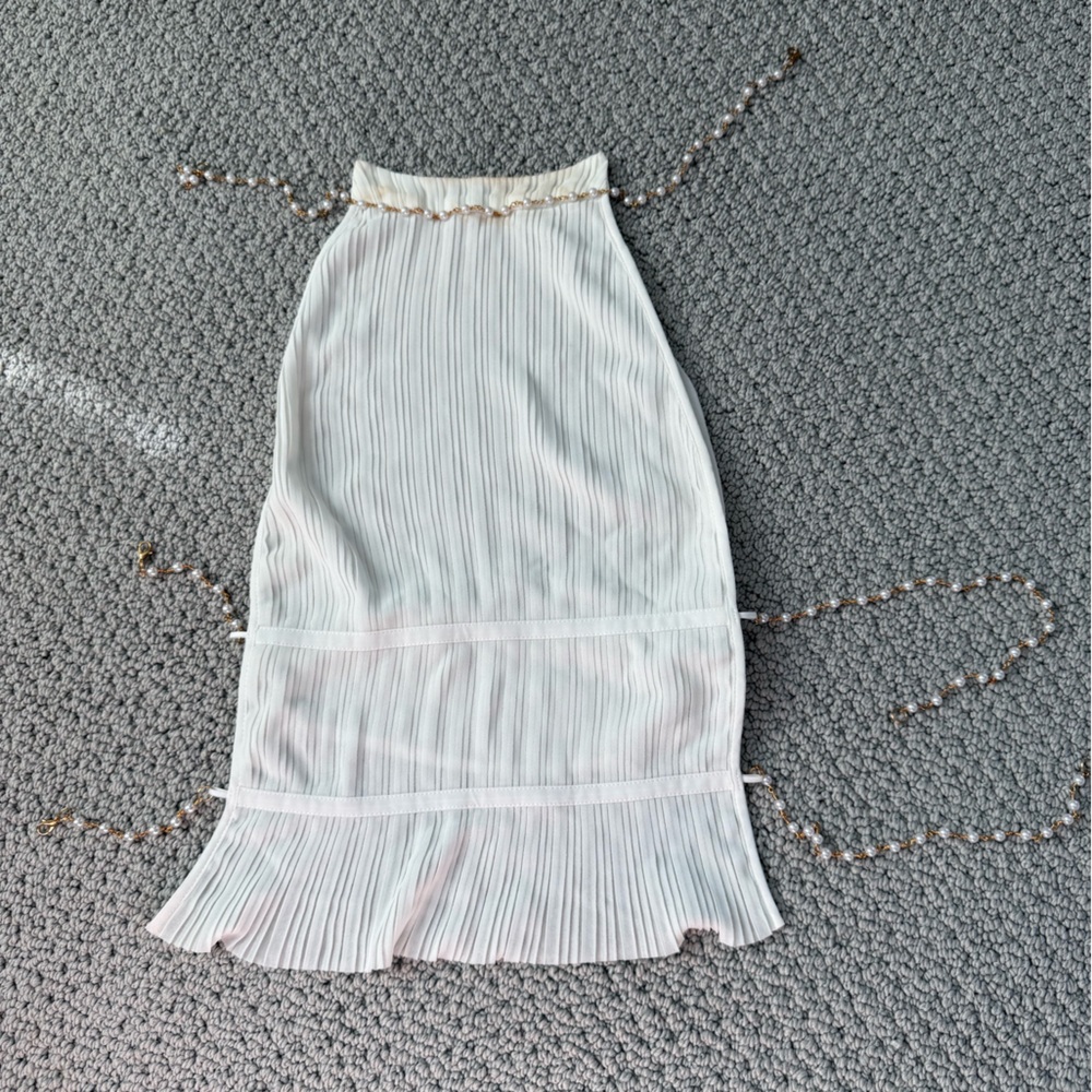 White Pleated Strapless Top